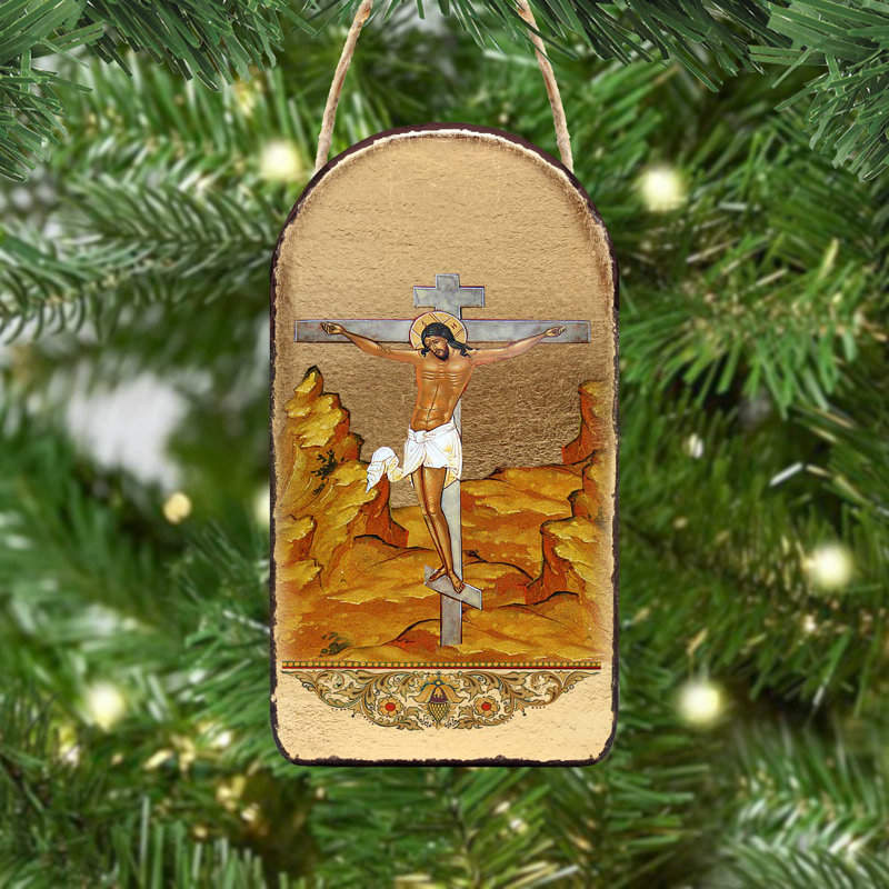 Figurine décorative à pendre en bois « inspiration » crucifixion