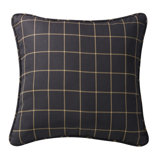  Plaid Tan and Black Tweed Classic Windowpane Pattern Rustic Lodge Euro Sham, 27x27 inch
