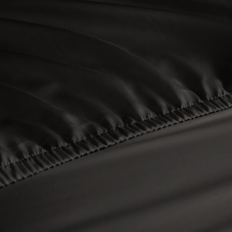 Ensemble de draps en rayonne de bambou 6 pièces , Ensemble de draps pour très grand lit californien, Noir