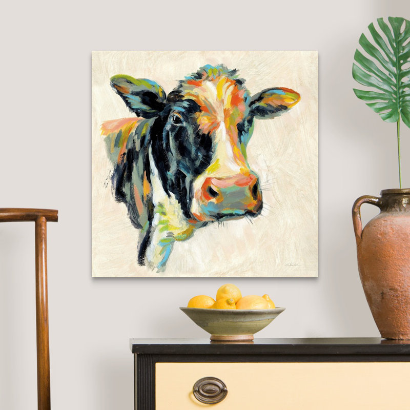 «Expressionistic Cow I», art mural sur toile, H 24 po x l 24 po x P 1 po, Toile tendue