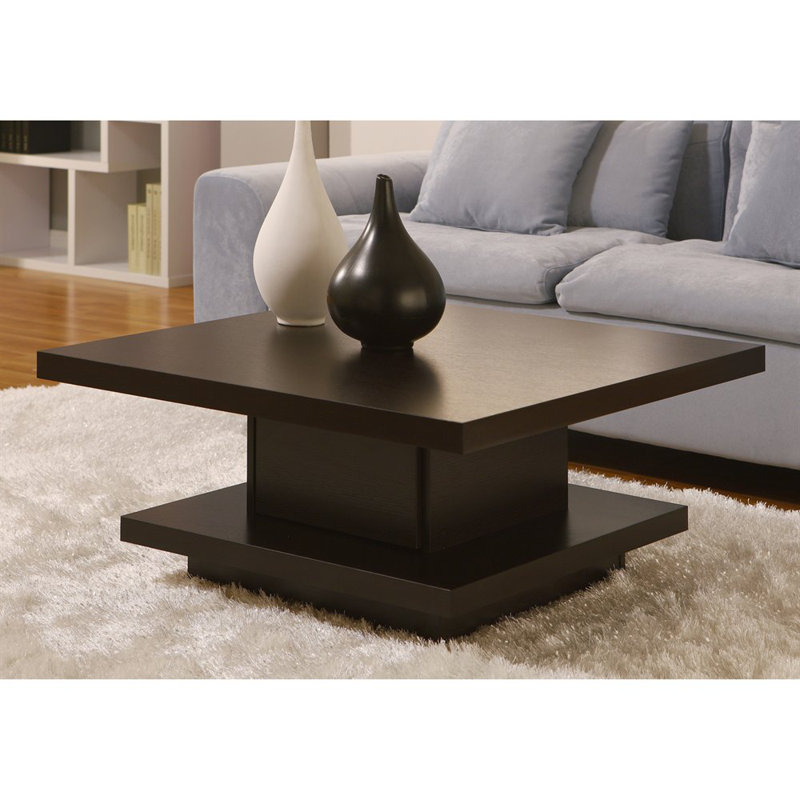 Pedestal Coffee Table with Storage, Coffee Bean
