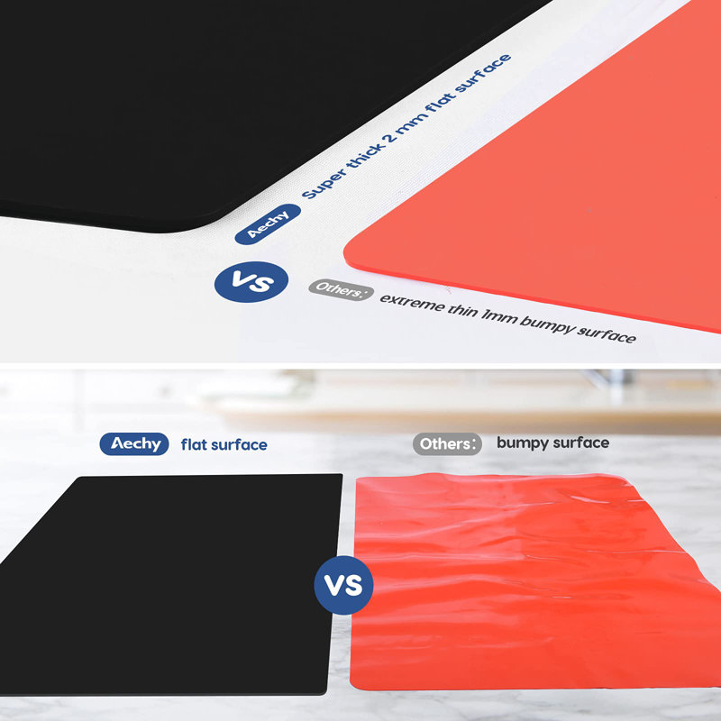 Très grand tapis en silicone 36 po x 24 po x 0,08 po, tapis en silicone multi-usage épais et résistant à la chaleur, Noir