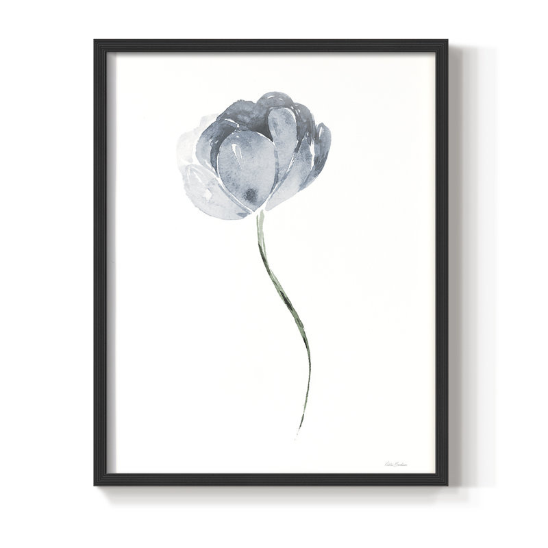 Tulipe II, reproduction encadrée - bois massif, H 11 po x l 9 po, Noir, noir, noir, noir