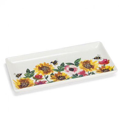 Plateau rectangulaire tournesols et abeilles