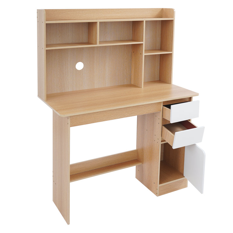 Modern Writing Desk With Bookshelf(Product Height: 51.54In), Wood