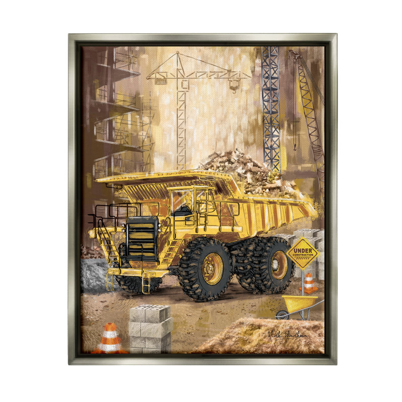 " Under Construction Site ", 21" H x 17" W x 1.7" D, Luster Gray Floater Frame