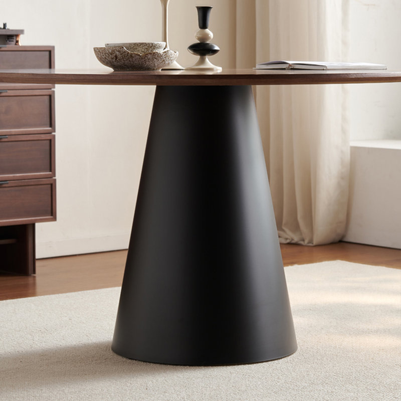 Table de salle à manger ronde à motif noyer, H 29,52 po x L 39,37 po x l 39,37 po