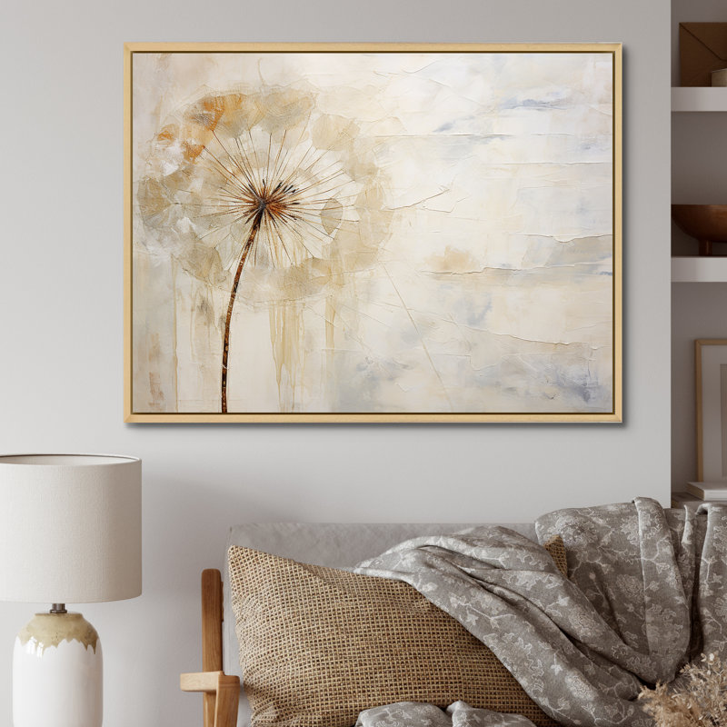 Dandelion Charm In Winter V - Pissenlit, art mural sur toile, Cadre naturel flottant, L 32 po x H 16 po x P 1 po