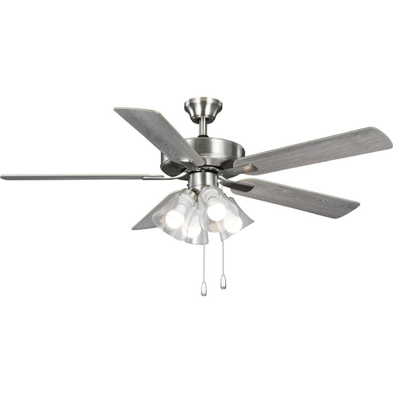 Hutcheson 52'' Ceiling Fan with Light Kit, Brushed Nickel