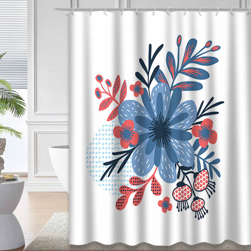 Rideau de douche floral 12 fleurs, L 72 po x l 84 po