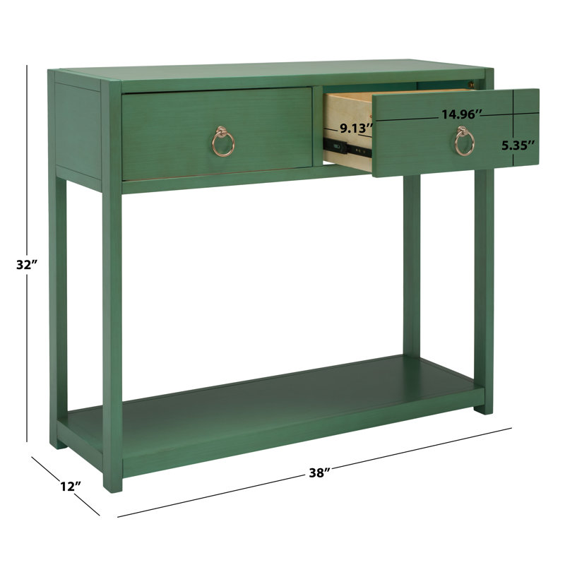 Sadie Turquoise Iron and Wood Console Table with Storage