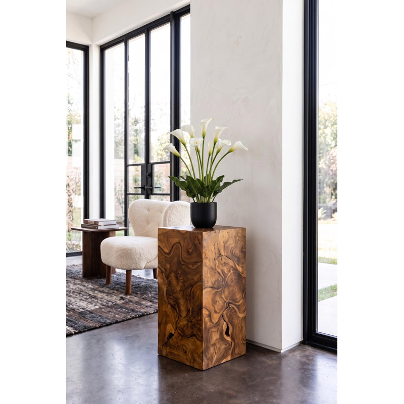 Teak Slice Pedestal, 24" H x 12" L x 12" D