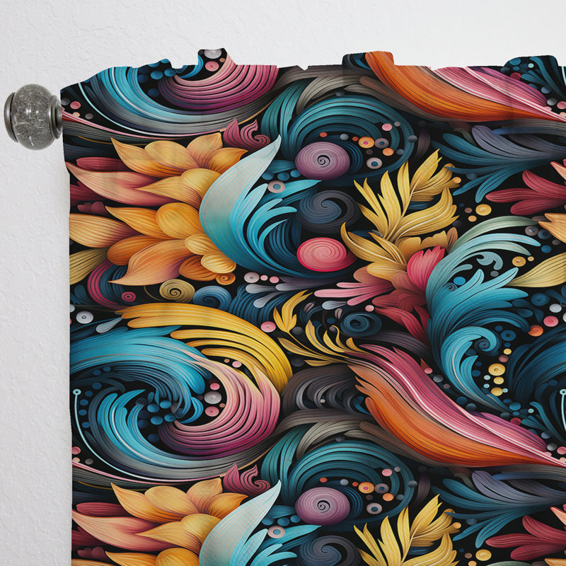 Motif artistique bohémien à motif bohémien IV - rideau obscurcissant en velours - 1 panneau, L 52 po x L 120 po