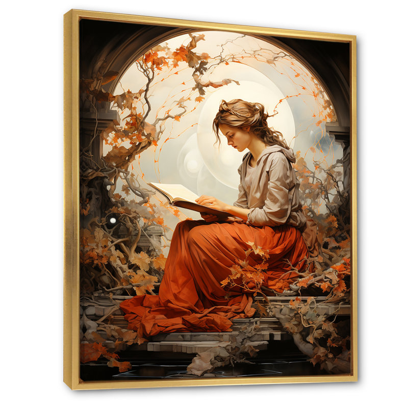 Reproduction sur toile Madelle, Cadre flottant doré, H 32 po x l 16 po x P 1 po