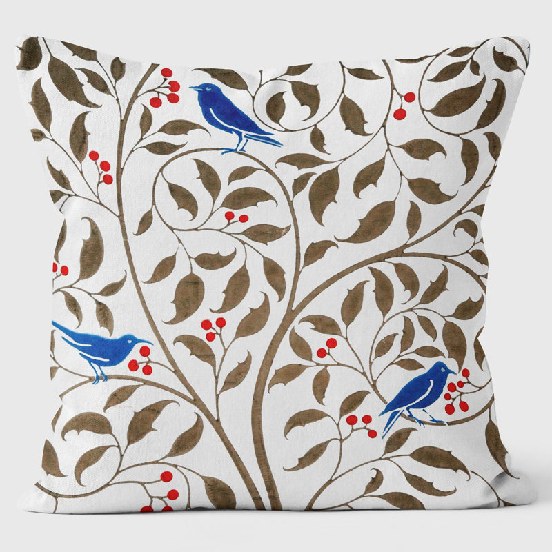 Birds in a Holly Tree - William Morris Cushion