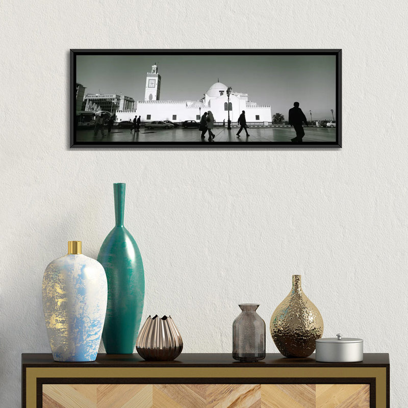 Cars Parked In Front Of A Mosque, Jamaa-El-Jedid, Algiers, Algeria by Panoramic Images - Unframed Panoramic Gallery-Wrapped Canvas Giclée on Canvas