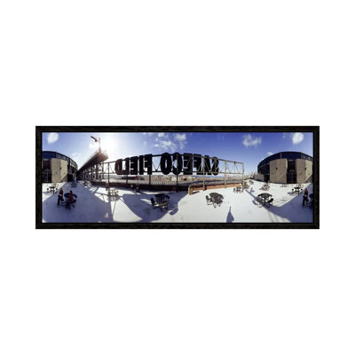 Tourist Sitting On A Roof Outside A Baseball Stadium, Seattle, King County, Washington State, USA by Panoramic Images - Panoramic Gallery-Wrapped Canvas Giclée on Canvas