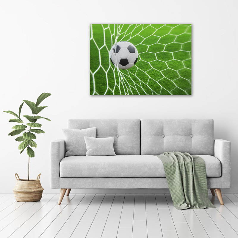 Ball In The Goal - No Frame Print on Glass