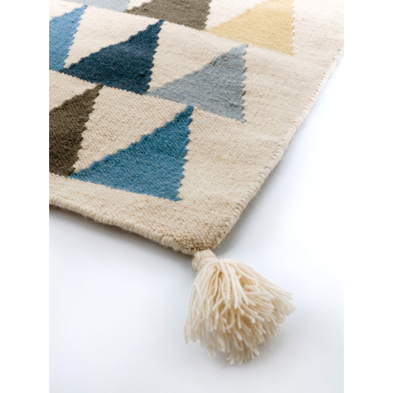 Geometric Wool Hand Woven Area Rug, Rectangle 110 x 160cm