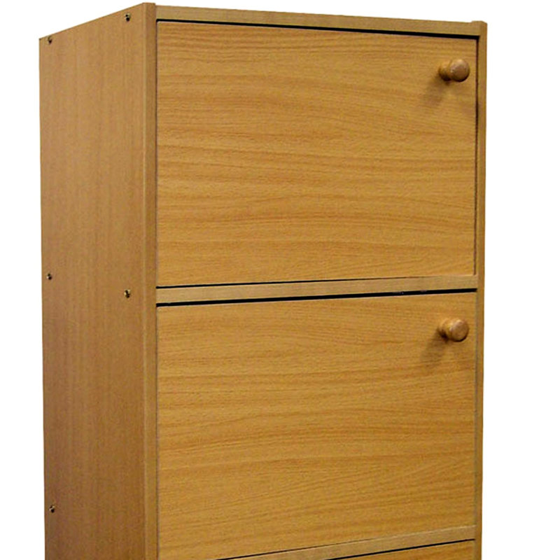 3 bibliothèques avec portes, d'une hauteur de 35,5 po - La finition naturelle embellit l'apparence du bureau, du salon et de la pièce - De grandes portes en bois rehaussent le décor