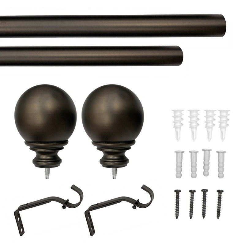 Ensemble de tringle à rideaux simple réglable en nickel brossé 1 po, Bronze huilé