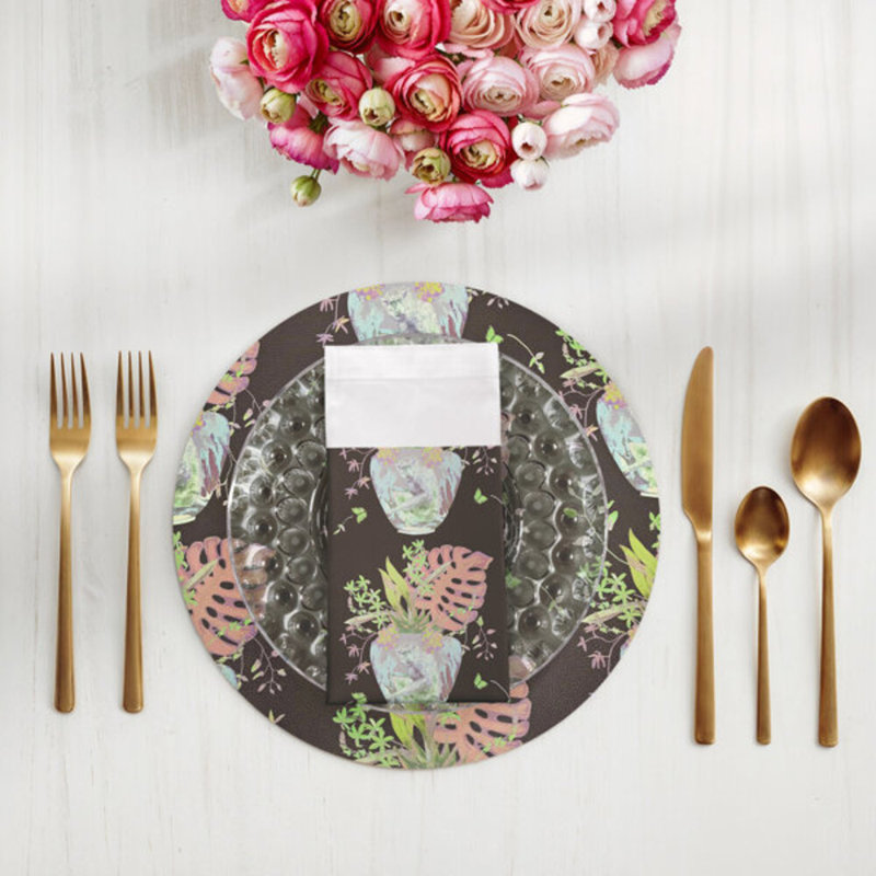 Serviettes de table en coton Monkey, Chocolat / lime