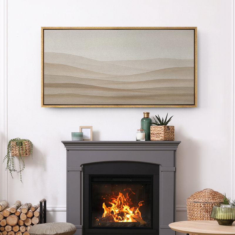 Grande impression sur toile encadrée, impression de paysage abstrait neutre pour décoration murale moderne minimaliste