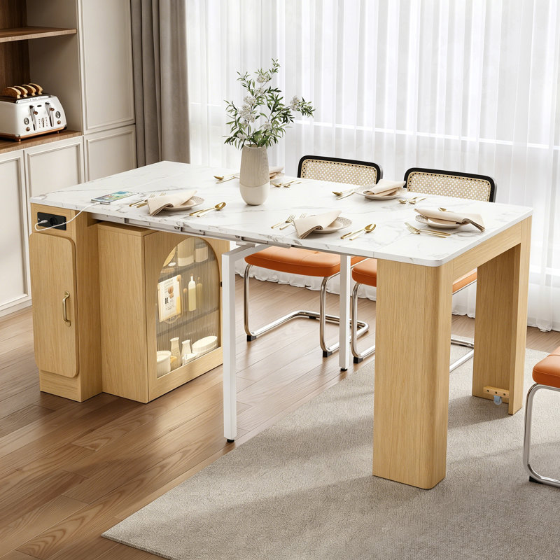 150 cm Extendable Rectangular Dining Table, White/Brown
