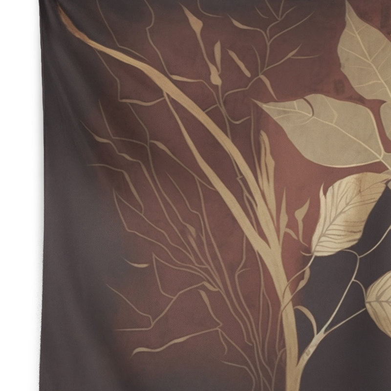 Tapisserie en polyester et feuilles de chocolat en terre cuite III, H 50 po x l 60 po