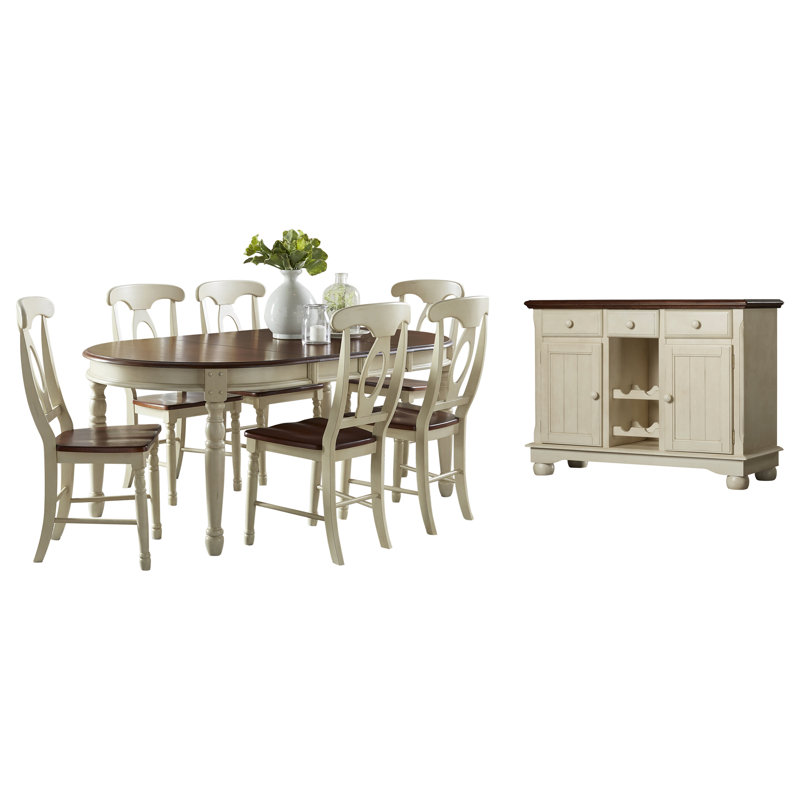 Ensemble de salle à manger en bois d'hévéa Shelburne, Chêne / Noir, Merlot / babeurre