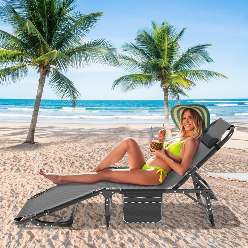 Orionna Steel Outdoor Lounge Chair, Lava, Matte Black