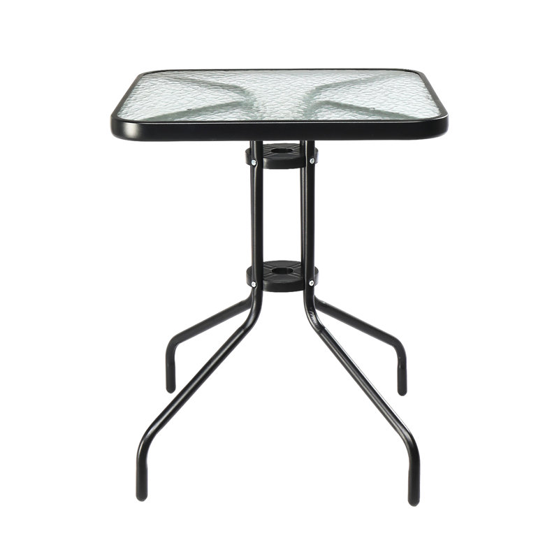 Table bistro carrée 23,6 po avec plateau en verre trempé