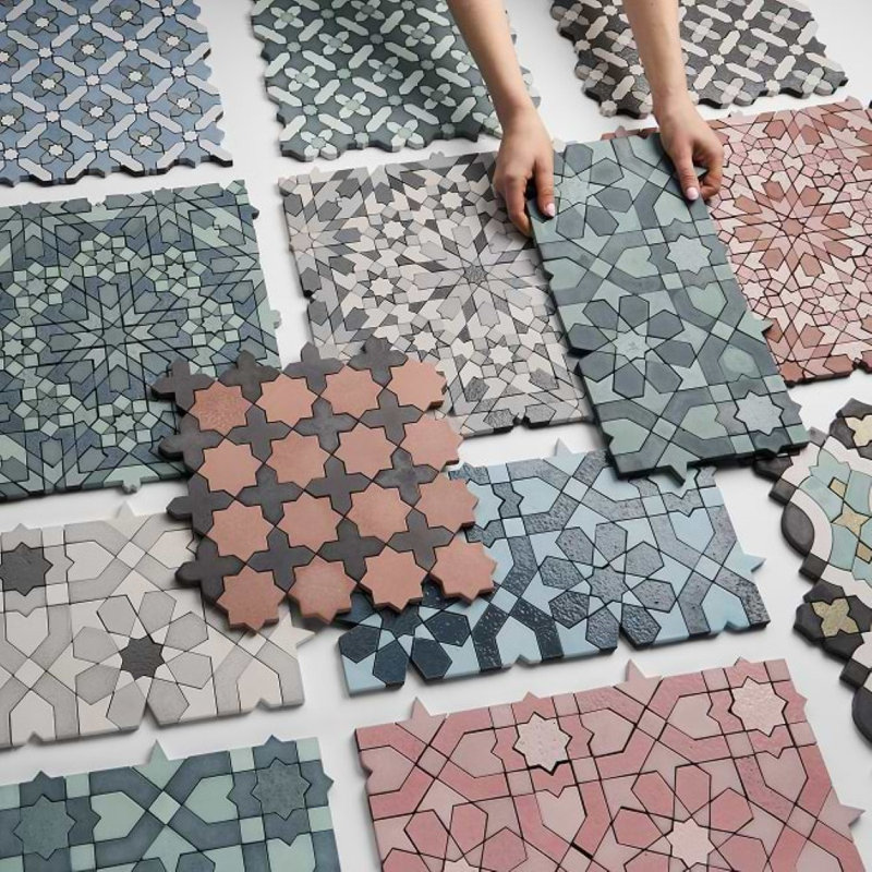 Cantico Mara Terracotta Matte Lava Stone And Cement Mosaic Tile
