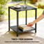 Table basse d'extérieur avec tablette de rangement, pieds réglables, noir