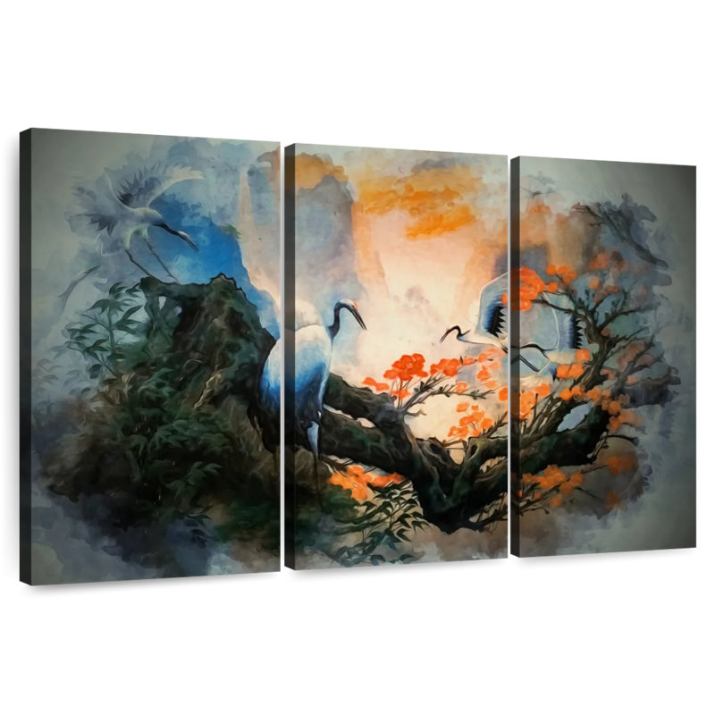 Brampt Japanese Birds, 32" H x 50" W