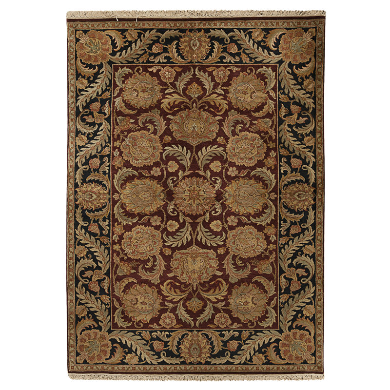 High-Quality Hand-Knotted Red And Blue Area Rug, Rectangle 8'3" x 9'11"