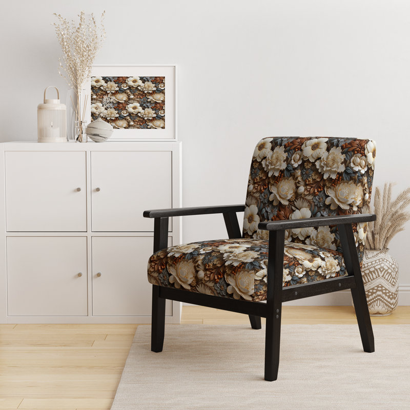 Chaise d'appoint florale Cobalt, Motif victorien élégant brocart rustique I
