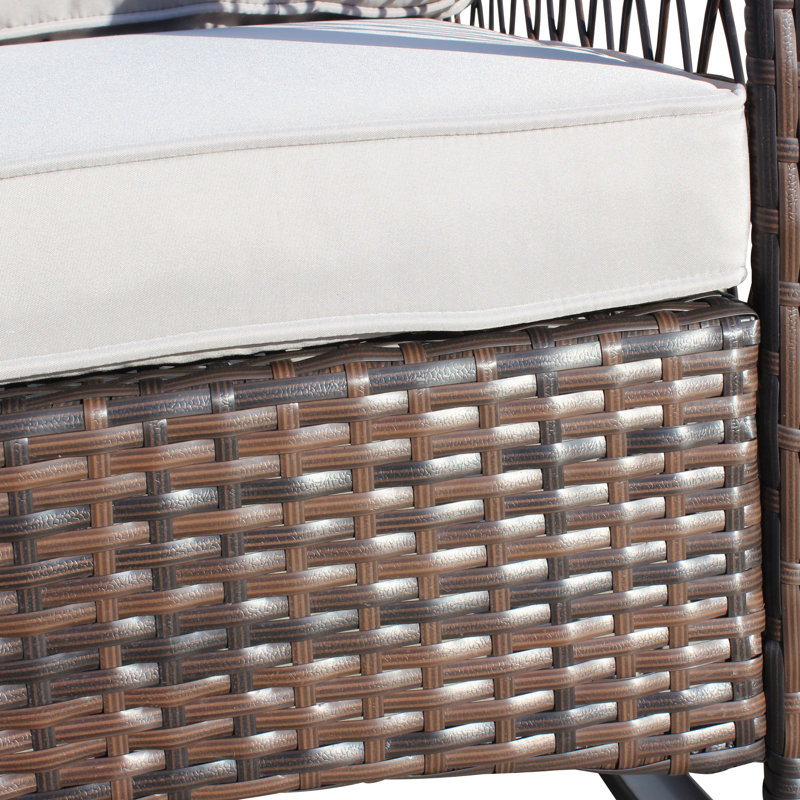 Chaise berçante grise rembourrée avec structure solide - siège de patio extérieur spacieux et coussin moelleux