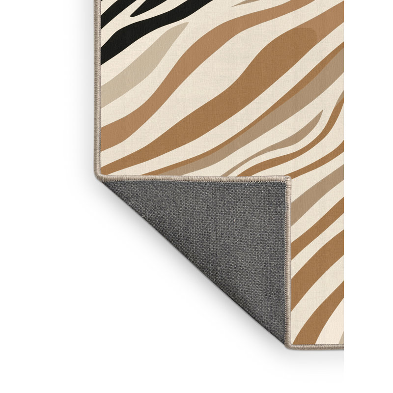 Tapis à rayures moelleux moderne et contemporain doux et moelleux Midwood, Carré 5 pi