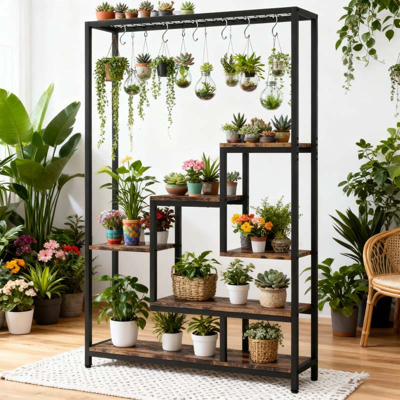 Support pour plante 70,86 "à 5 niveaux avec crochets