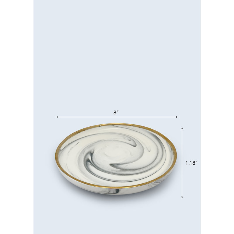 "The Luxury Collection" Marble Design Plate with Gold Trim - Small - 8"
