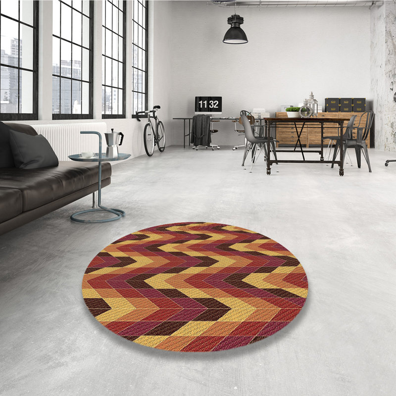 Performance Wool Chevron Indoor Rug, Round 3'
