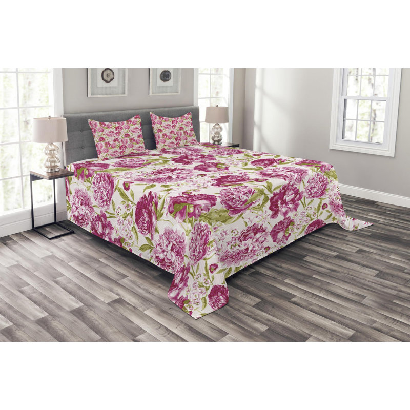 Farmhouse / Country Polyester Floral Coverlet, Queen Coverlet + 2 Shams