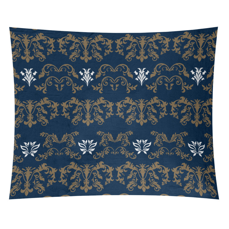 Tapisserie baroque en microfibre St Louis Football, Bleu marine / brun / blanc, H 88 po x l 104 po