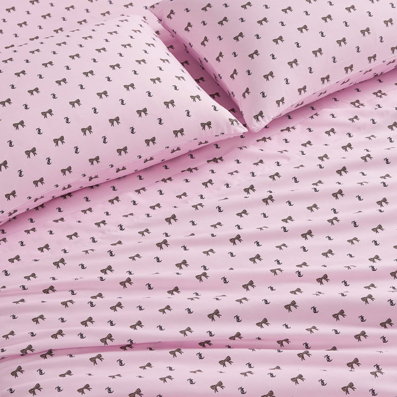 Juicy Couture Printed Microfiber Sheet Set, King, Cheetah Bow Diamond Logo