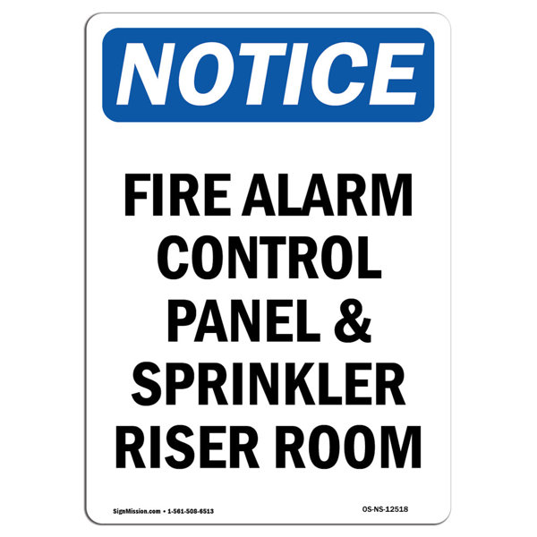 Signmission Fire Alarm Control Panel And Sprinkler Sign 