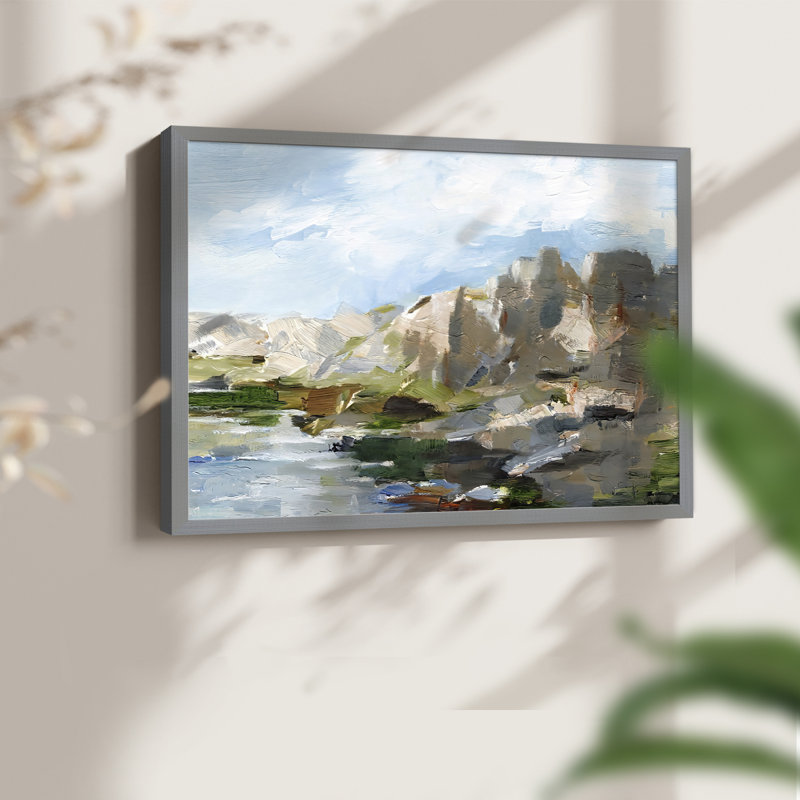 Western Cliffs II -Framed Print - Restickable, 8" H x 10" W, Gray