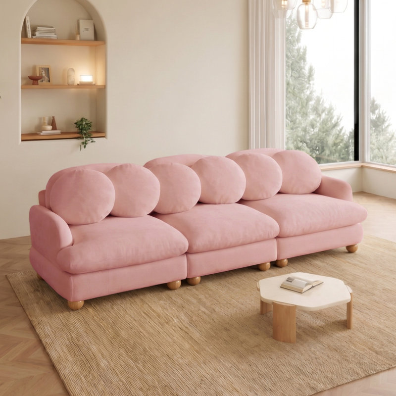 Canapé d'angle modulaire confortable, Pink Chenille