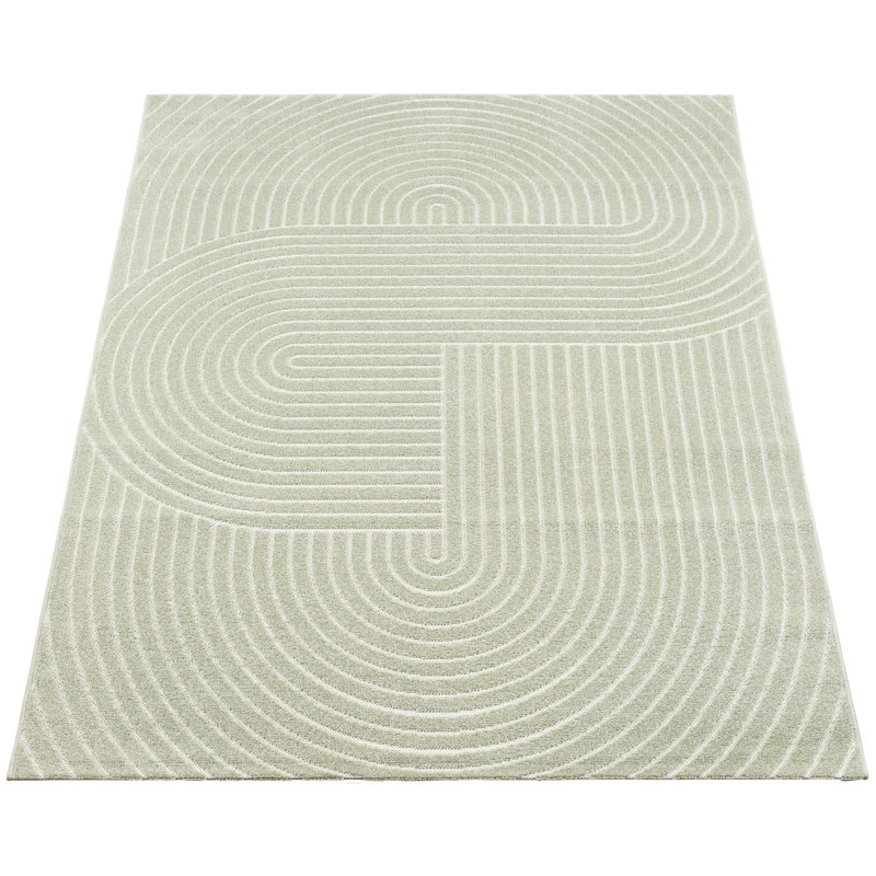 Carlose Geometric Print Area Rug, Green, Rectangular 80 x 150cm