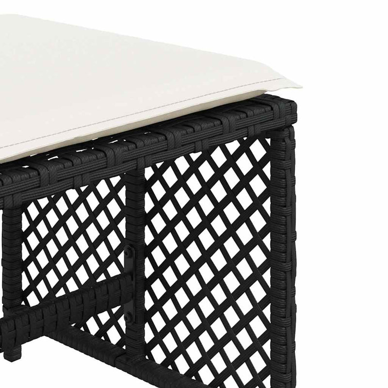 Outdoor Ottoman, Cream White, Black